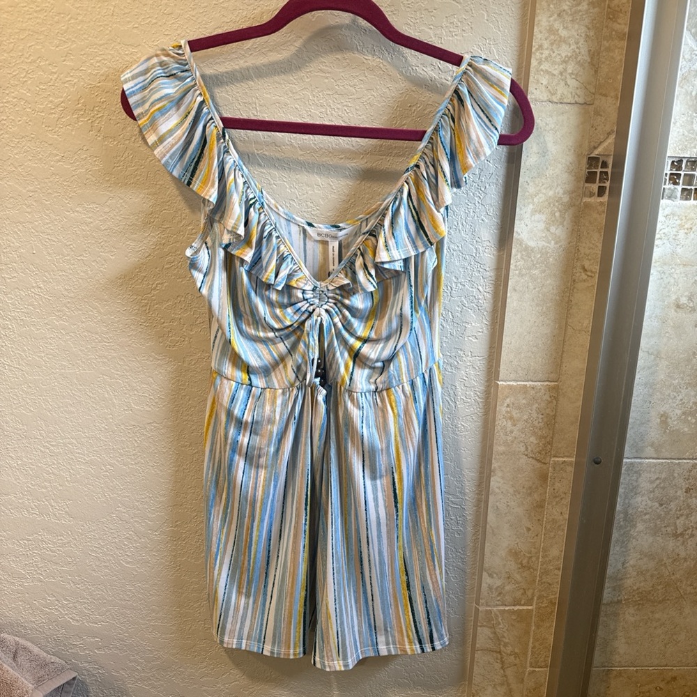 BCBGeneration Multicolor Striped Romper
